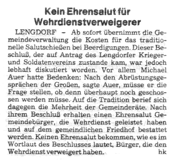 SZ vom 28.12.87: „Kein Ehrensalut für Kriegsdienstverweigerer"