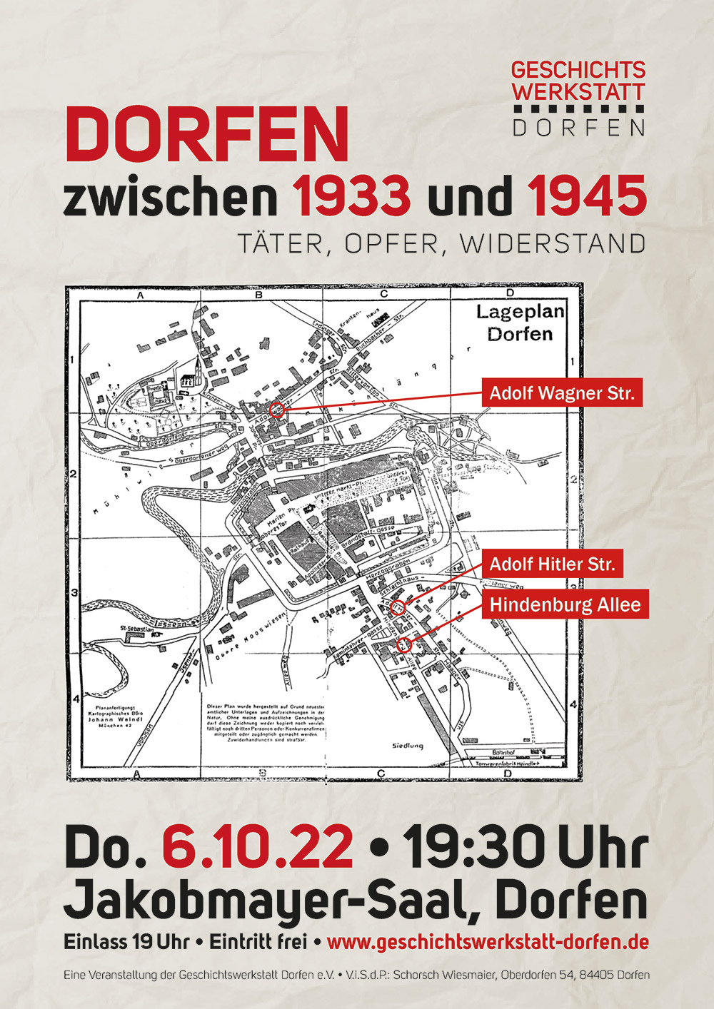 Plakat "Dorfen zwischen 1933 und 1945"